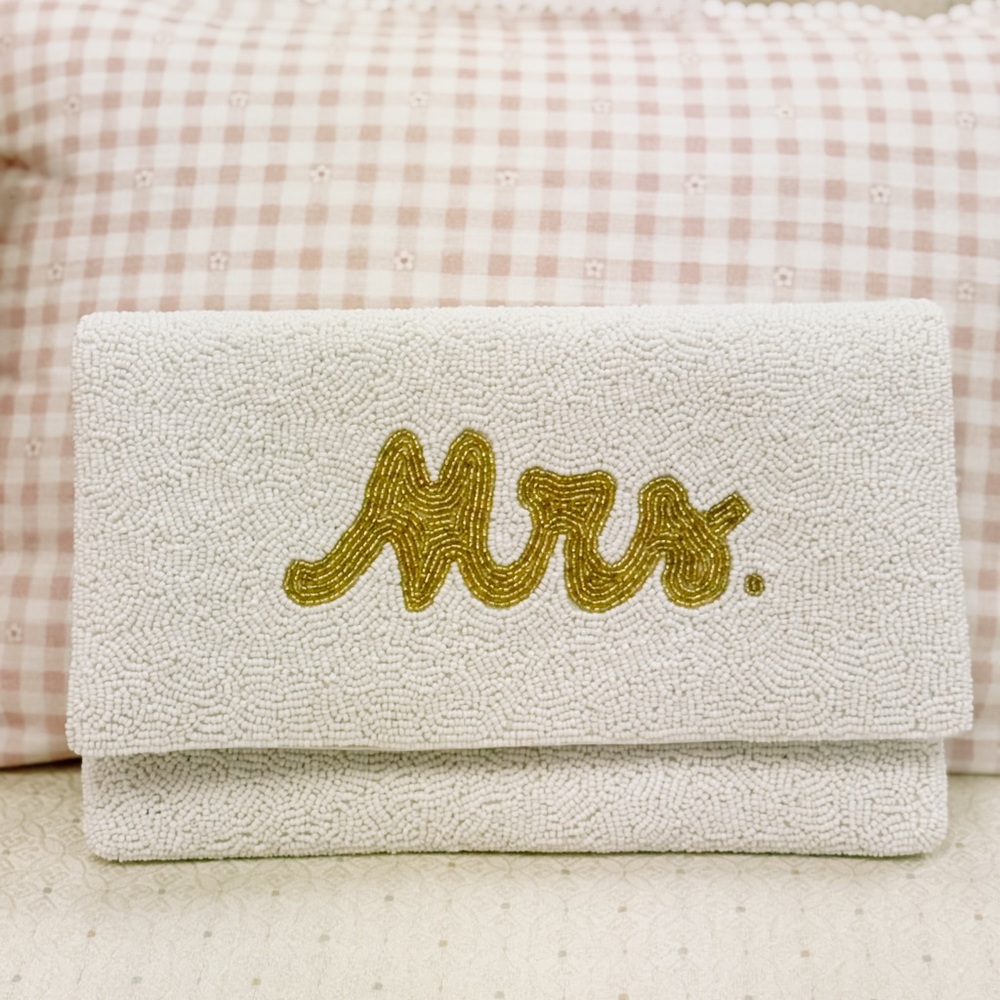 Beaded 'Mrs.' Clutch